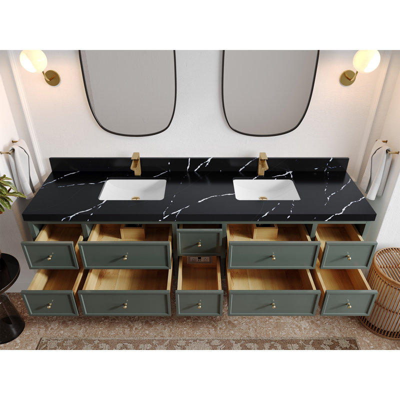 Meuble-lavabo double 84 po Roswell, Noir Calacatta 2 po