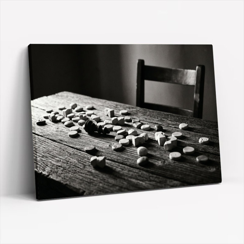 Ensemble de 1 tableau sur toile représentant un jeu de dames, 20"H x 30"W, Wrapped Canvas
