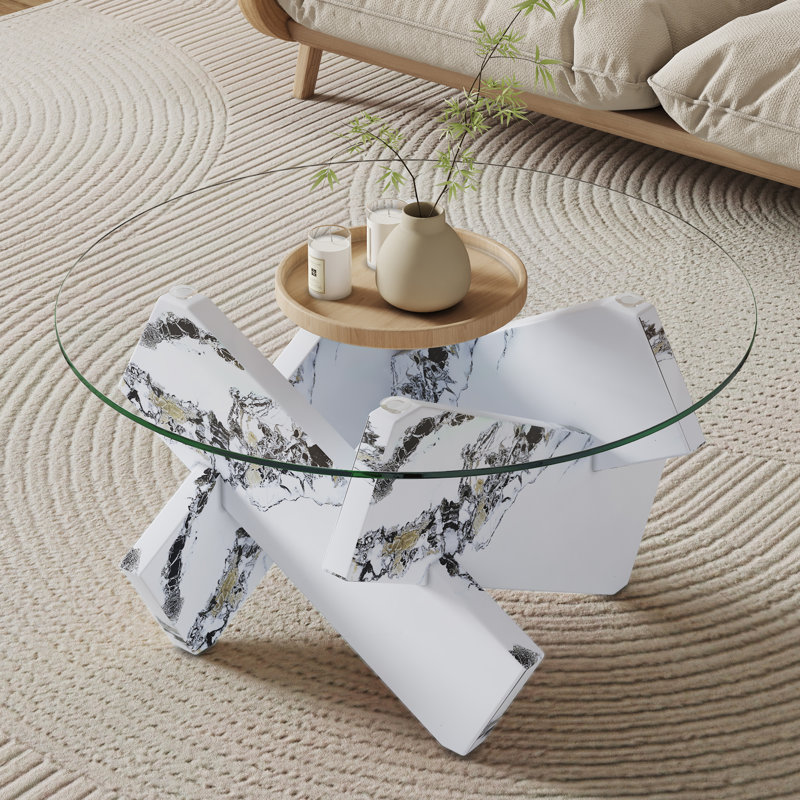 Table basse Lexghi, Blanc, Clear