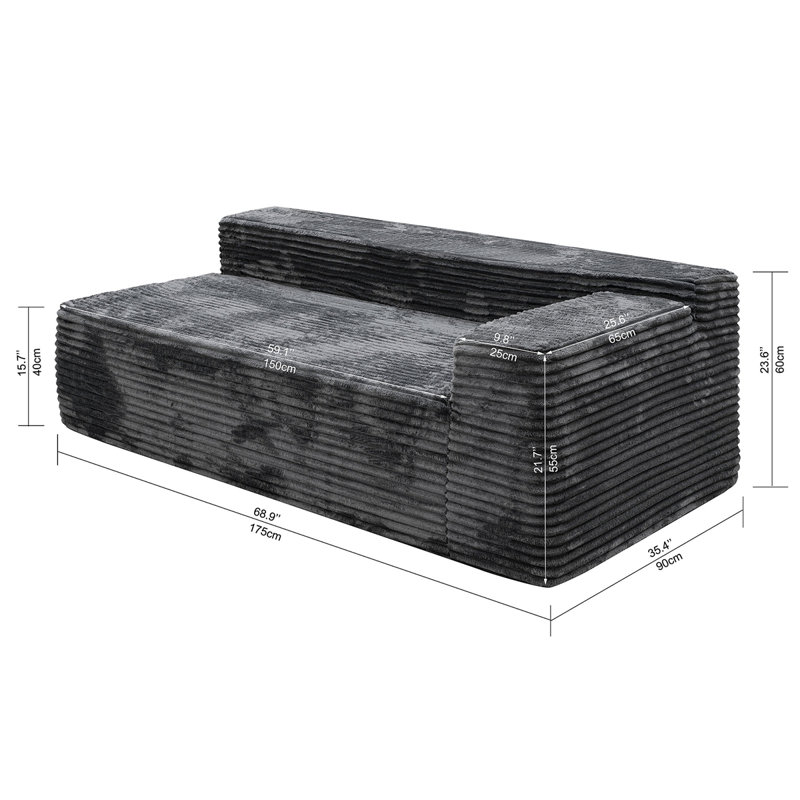 Chaise longue rembourrée, Mélange de polyester gris