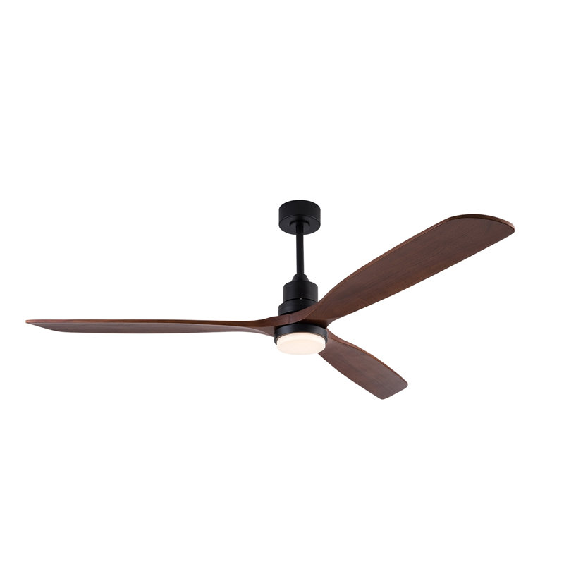 Ventilateur de plafond 72 pouces avec 3 pales en bois massif, télécommande, moteur à courant continu réversible et à intensité variable