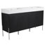 Meuble-lavabo autoportant 60 po avec double lavabo en résine, armoire de rangement avec portes à fermeture douce (ensemble KD)