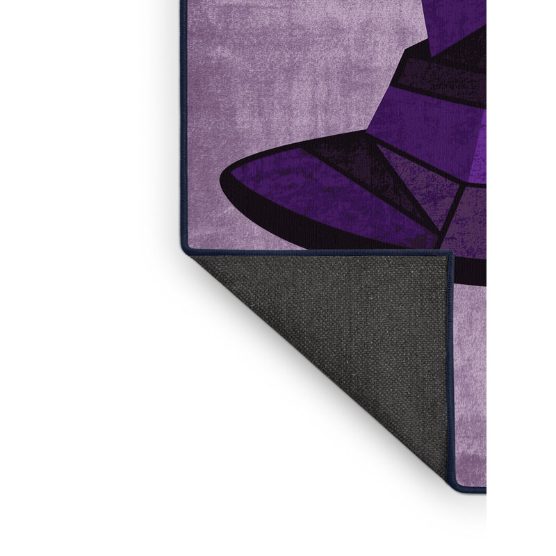 Soft Plush Faulk Halloween Modern & Contemporary Abstract Area Rug in Purple – Navy Binding, 8x12
