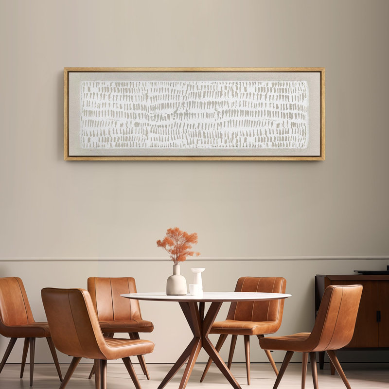 Motif géométrique minimaliste dans des tons neutres, art moderne, H 20 po x l 60 po, Natural