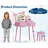 Wooden Kids Vanity Table with Lights, Storage Drawers and Stool-2068308271
