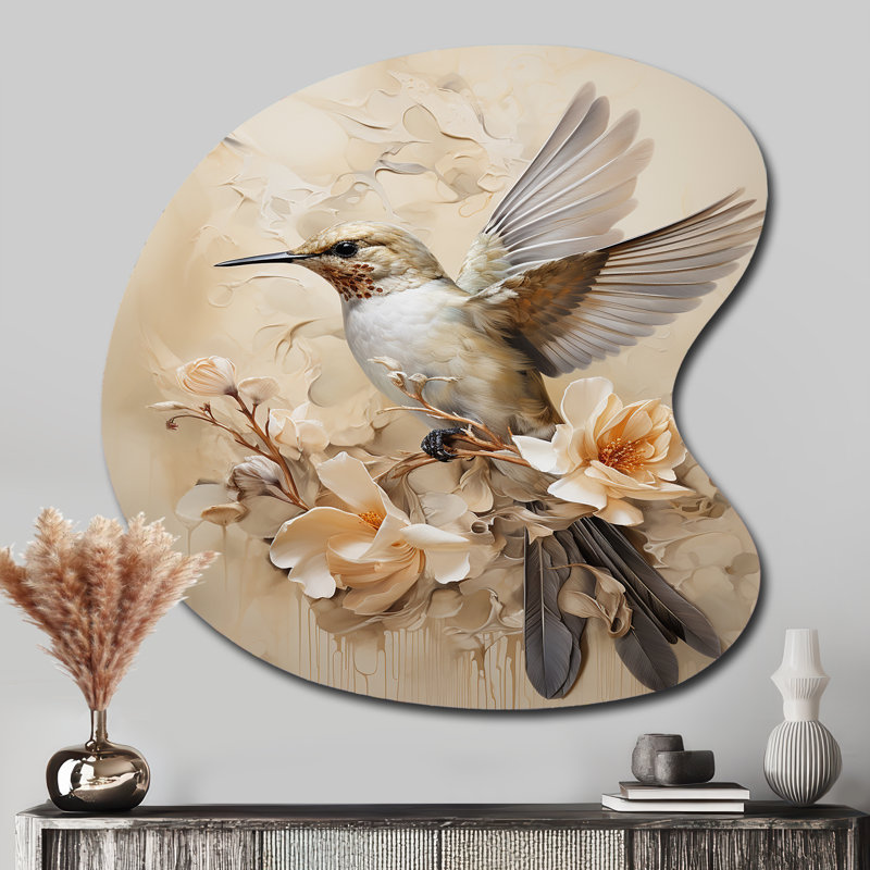 Décoration murale Denain - Colibri forme irrégulière en métal, H 33 po x l 33 po