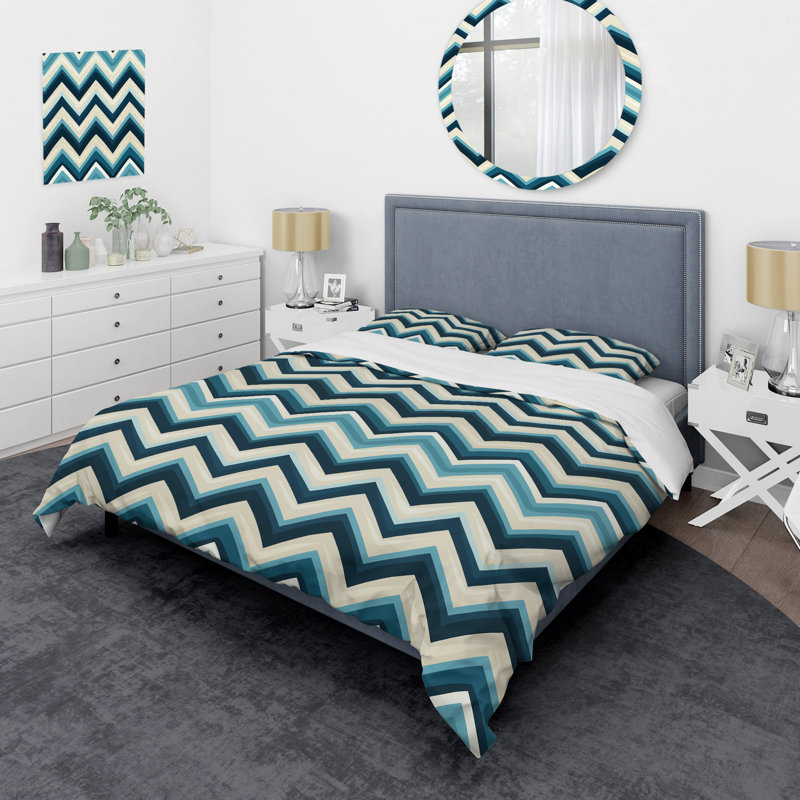 Ensemble de housse de couette géométrique Eichman, Housse de couette pour très grand lit et 2 très