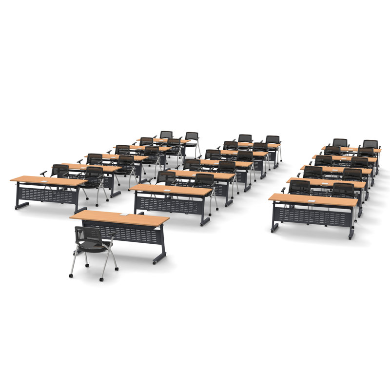 Bengie 31 Person Training Meeting Seminar Tables with Modesty Panels, 31 Chairs Complete 47 pc Set