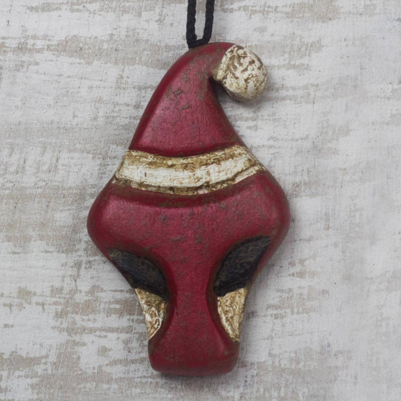 Ensemble d’ornement figurine suspendu en bois de père noël africain 3 pièces