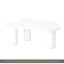 Table basse de 44 po x 25,9 po à assemblage facile avec plateau de 1,5 po d'épaisseur, table de bout irrégulière de style crème avec 3 pieds robustes, table centrale élégante avec bord rond pour le salon, blanc-839594397