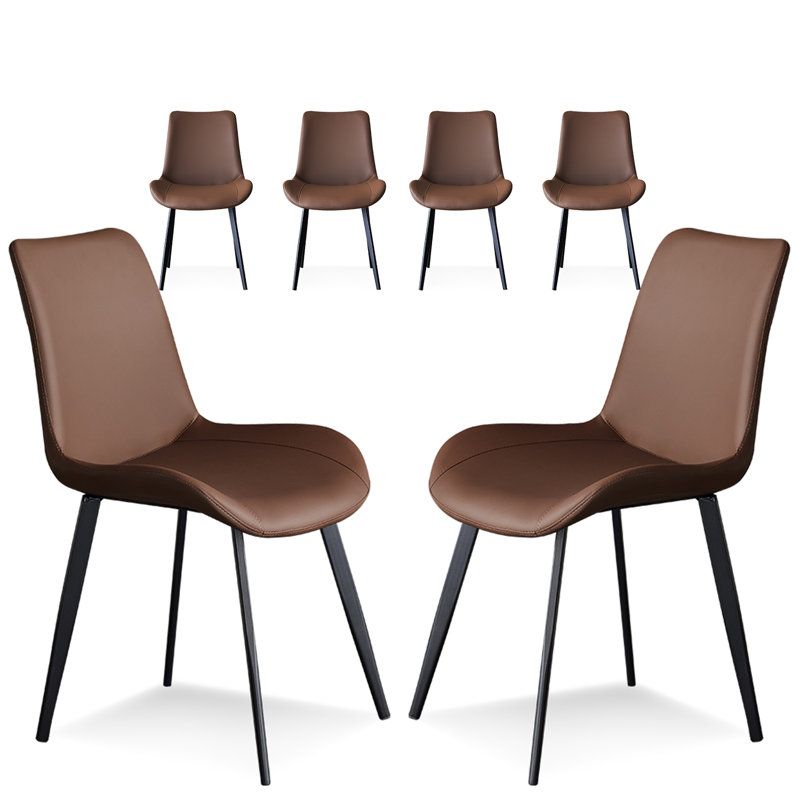 Dining Chairs Faux Leather for Kitchen Dining Room, Comfortable Mid Century Modern Chair with Metal Legs, Upholstered Side Chair for Livingroom