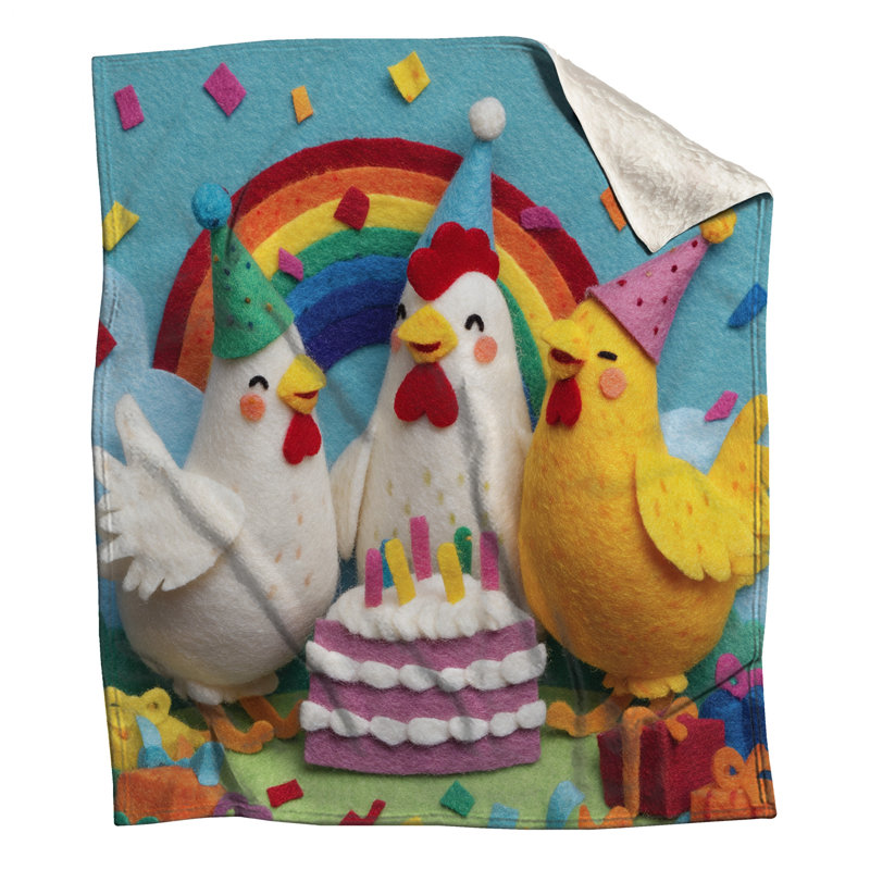 Couvertures de gâteau d'anniversaire Felt Chickens, L 50 po x H 60 po