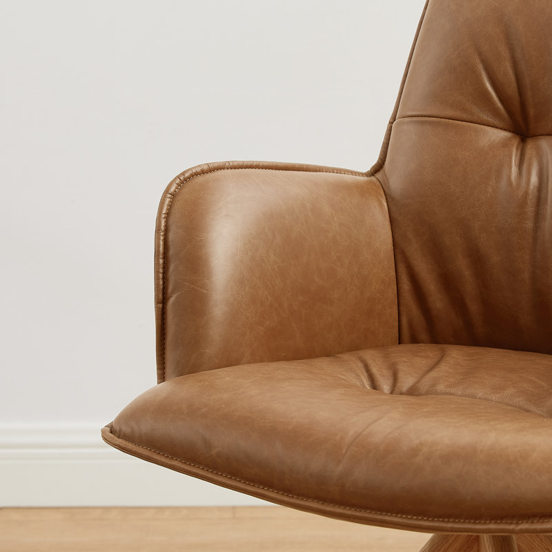 Genuine Leather Swivel Accent Office Chair