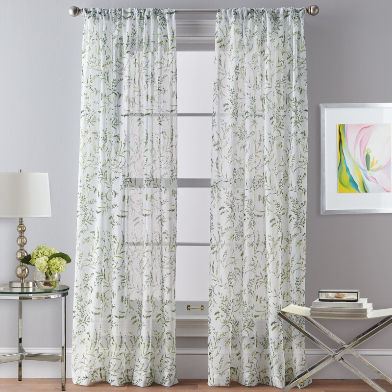 Eastport Sheer Curtain Single Panel, 50" x 84", Green