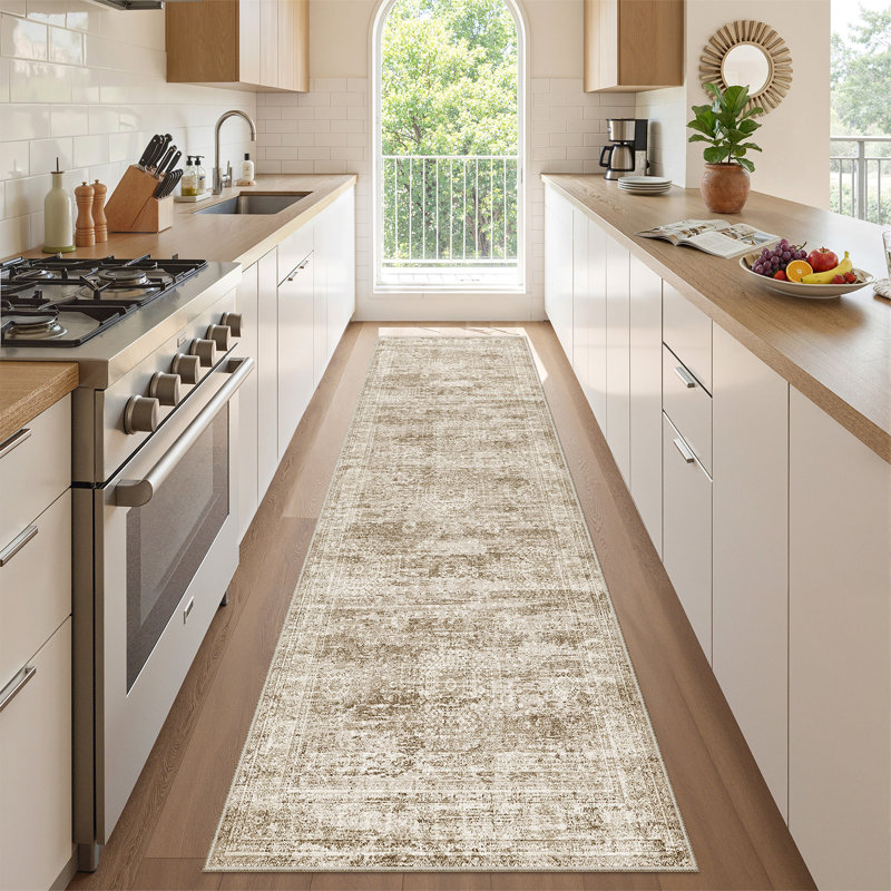 Non-Slip Washable Stain Resistant Area Rug For Living Room Bedroom Dining Room - Brown 2'X8', Runner 2' x 8', Brown