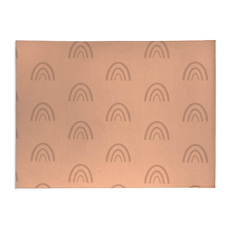 Plain Bows Kids Play Mat, Rectangle 3' x 5', Peach/Ivory