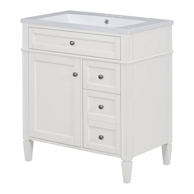 Meuble-lavabo de salle de bain moderne 30 po avec lavabo supérieur, Blanc