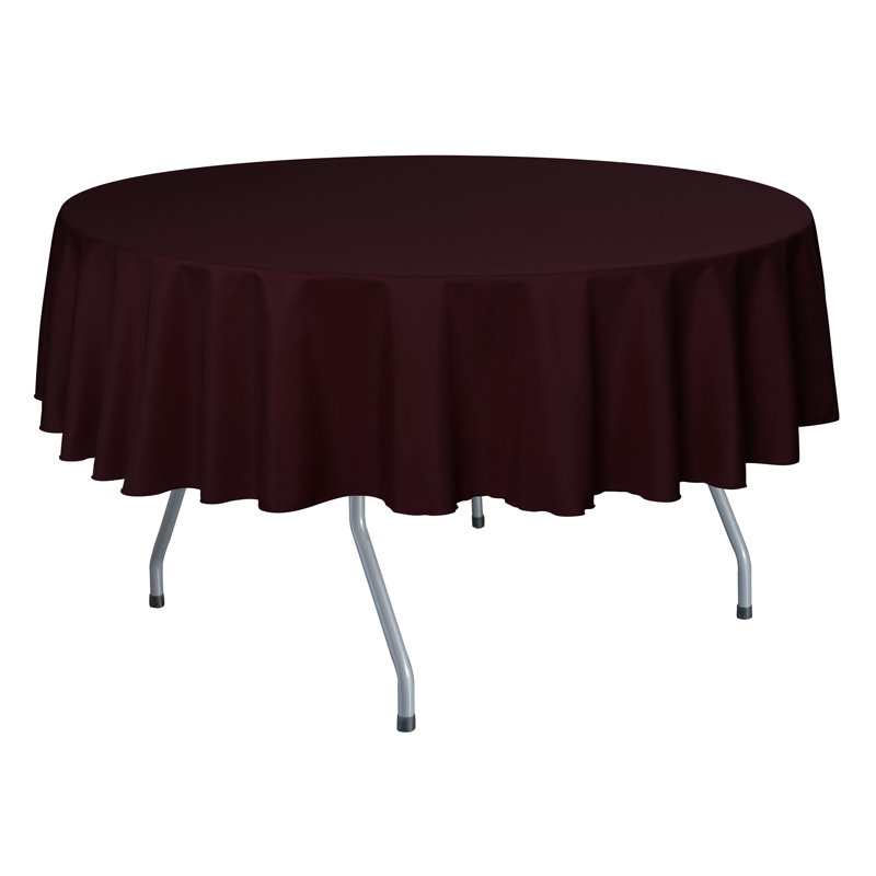 Rhein Solid Color Round Tablecloth, 10, Burgundy