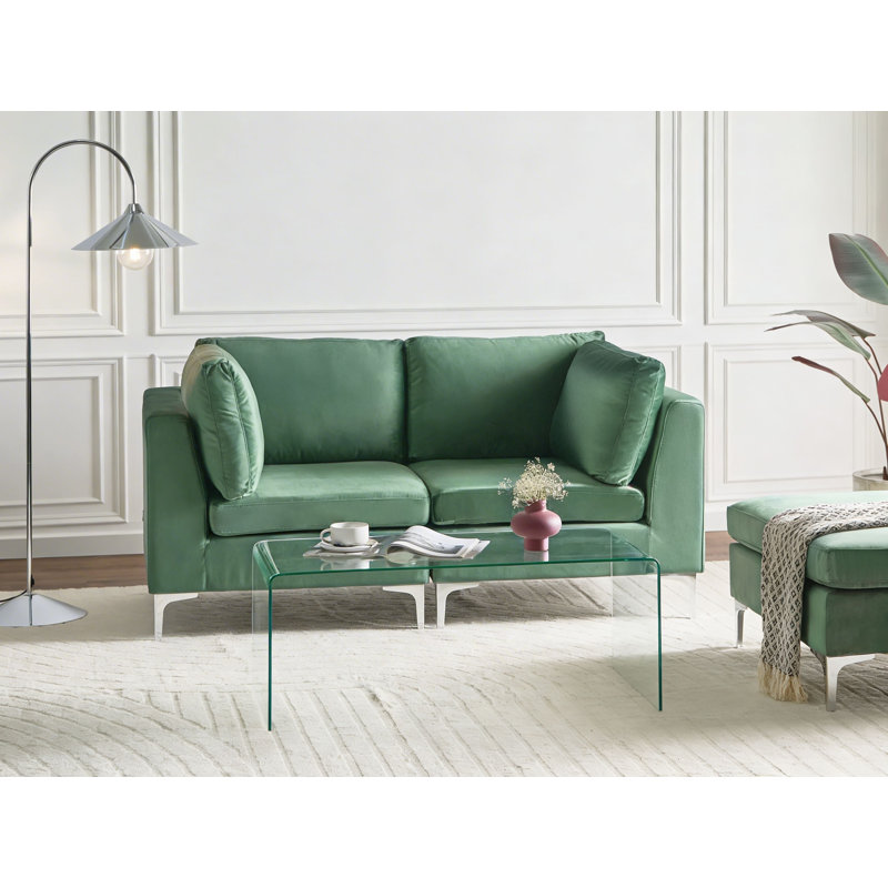 2 Seater Velvet Sofa, Green Velvet