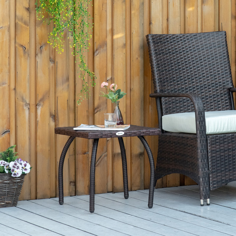 Table d'appoint d'extérieur, petite table de bout carrée, table basse en matériau résistant aux intempéries pour le jardin, le balcon et la cour