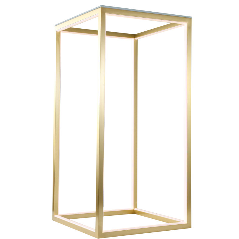 12-Light Gold Aluminum LED Side Table With A Frosted Glass Top, Gold
