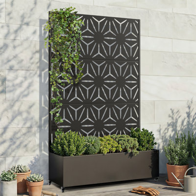 Lit de jardin surélevé en métal avec treillis, jardinière pour légumes et fleurs, boîte à fleurs en treillis pour plantes grimpantes et vignes, lit de jardin surélevé galvanisé