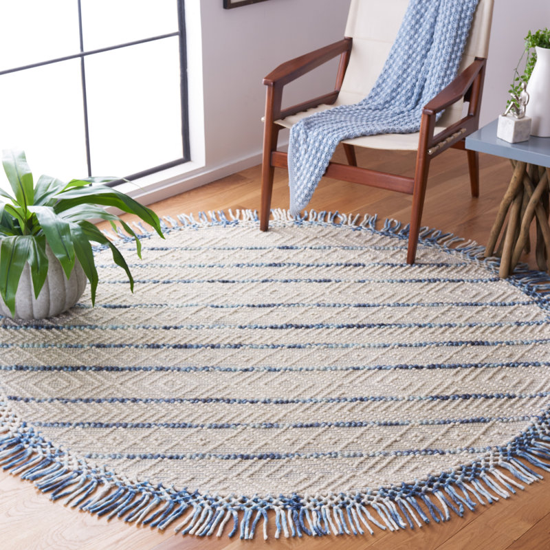 Natura Flat Weave Performance Geometric Rug, Round 6'