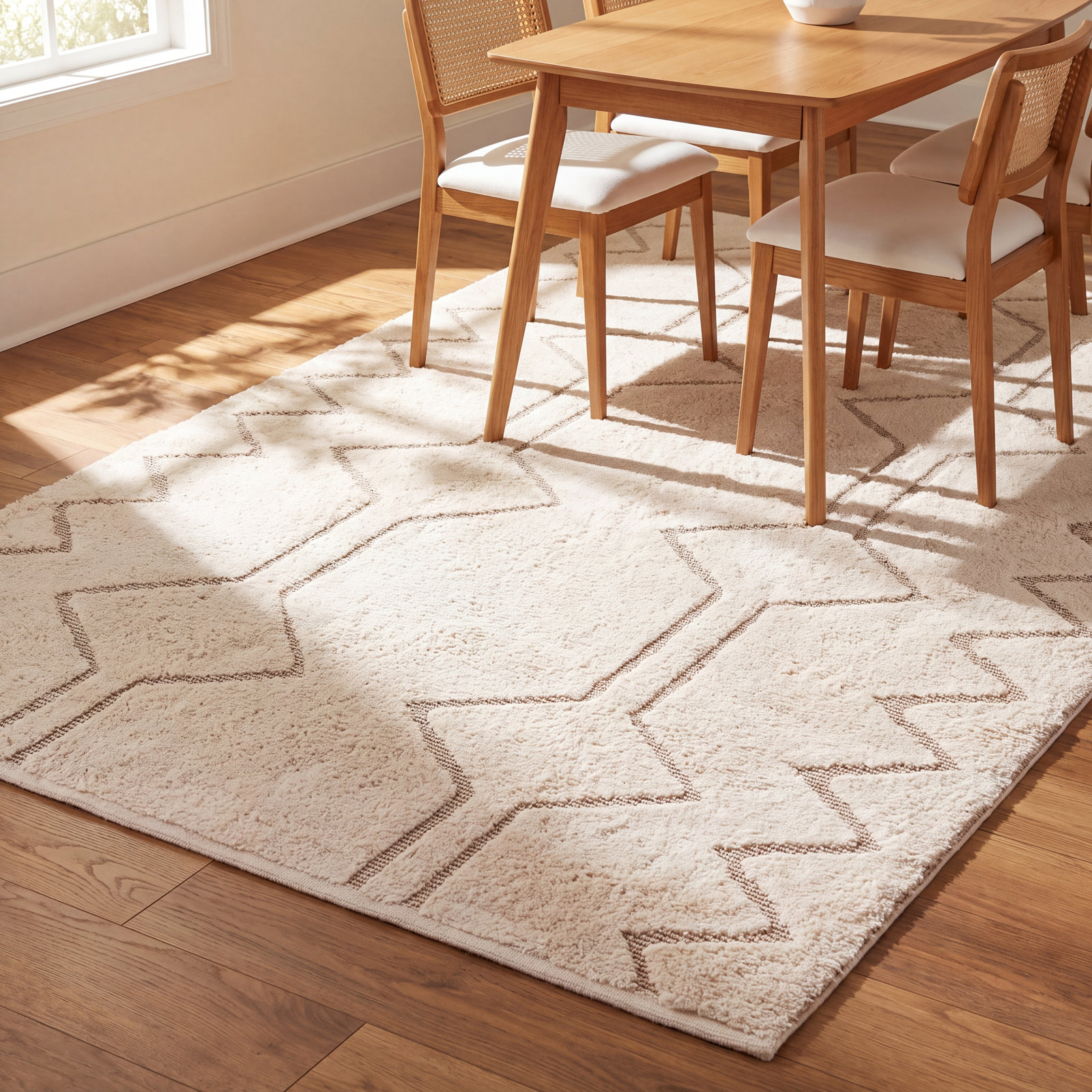 Hand-Loomed Geometric Cotton Rug, Rectangle 4' x 6'