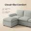 Canapé modulaire en L en chenille de 102 po avec repose-pieds CloudHaven CloudHaven, modulaire 3 places avec mousse à mémoire de forme et accoudoirs roulés, capacité de 900 lb, mi-doux pour le salon, appartement-1691142467