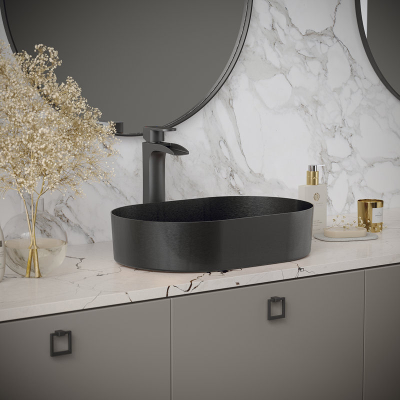 Karran Cinox 13.75'' Stainless Steel Oval Bathroom Sink, Gray