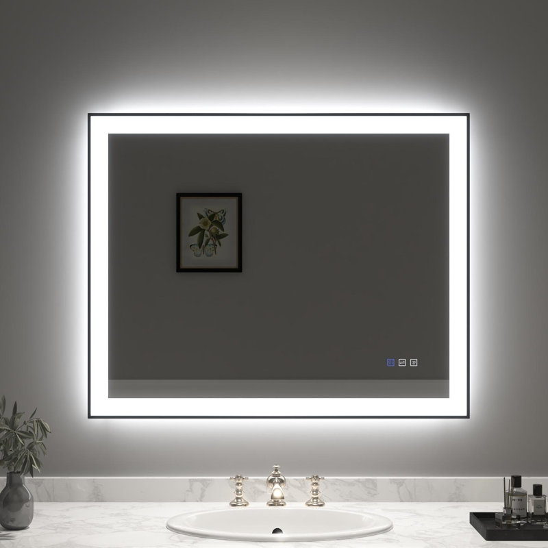 Miroir de salle de bain multifonctionnel éclairé, H 48 po x l 32 po