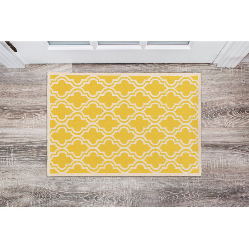Hand Hooked Wool Geometric Indoor Rug, Rectangle 1'10" x 2'10"