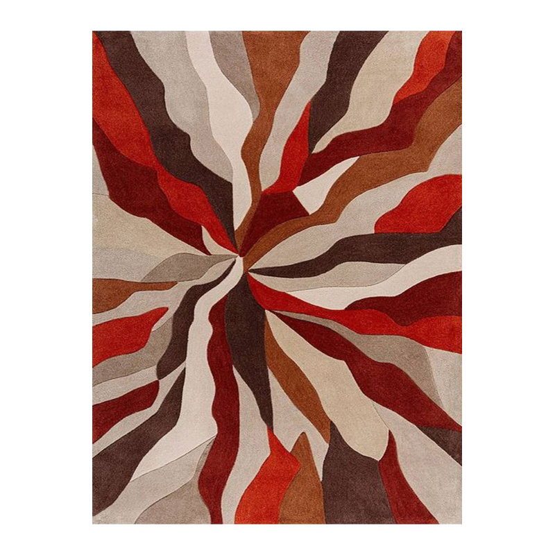 Tapis décoratif à motif abstrait rouge et beige Northern Collection, Sous-tapis rectangulaire 2 pi 6 po x 4 pi 11 po