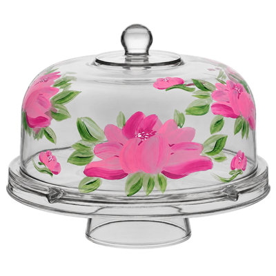 Peony Glass Cake Stand