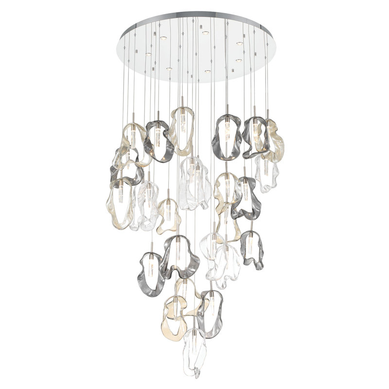Lustre mixte 39 "Norah 26L, Nickel poli