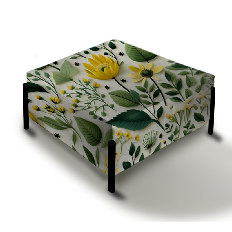 Meadow Greenery Botanical Green - Grand repose-pieds carré botanique