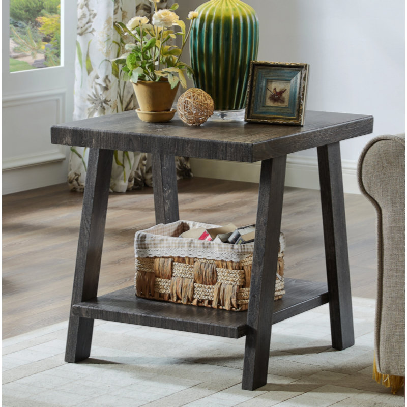 Contemporary Replicated Wood Shelf End Table