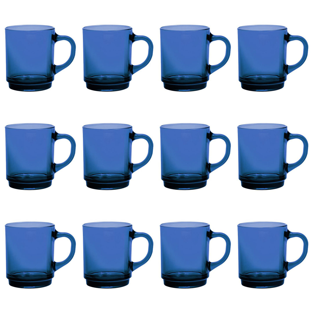 Versailles Glass Coffee Mugs - 260ml - Saphir - Pack of 12 - Image 2