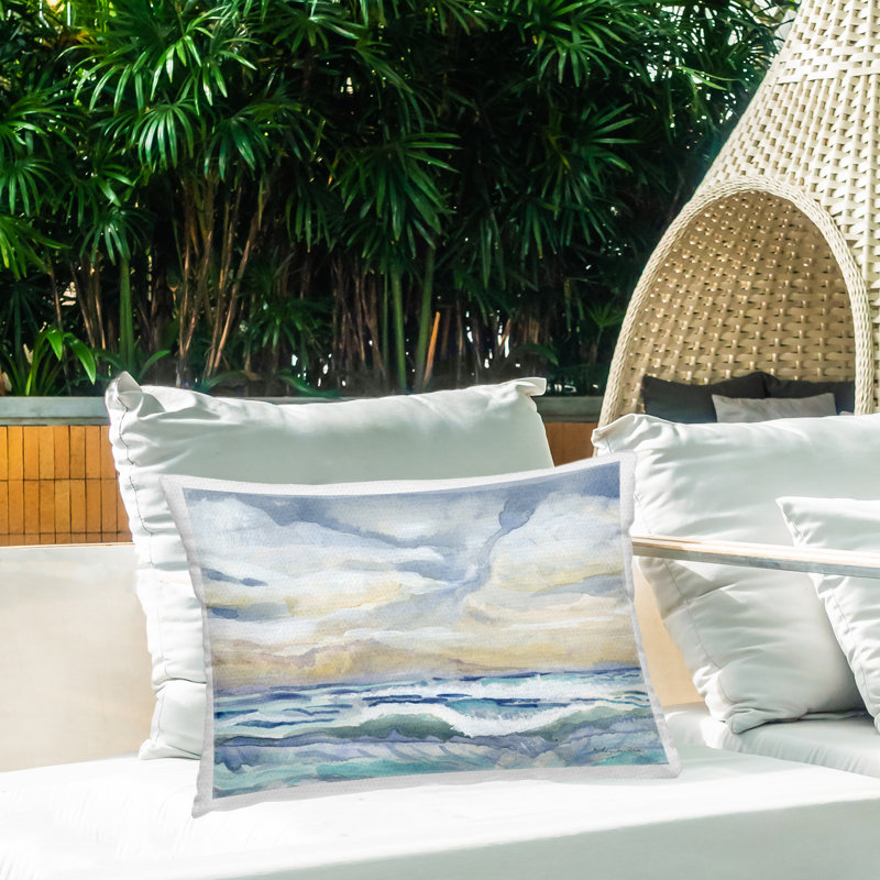 Coussin d'extérieur imprimé Subtle and Serene Cloudy Sea par Audrey Jeanne Roberts