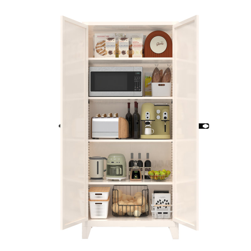 71'' 2 Shapely Door Cabinet With Lock, Metal Storage Cabinet with Doors and Adjustable Shelves