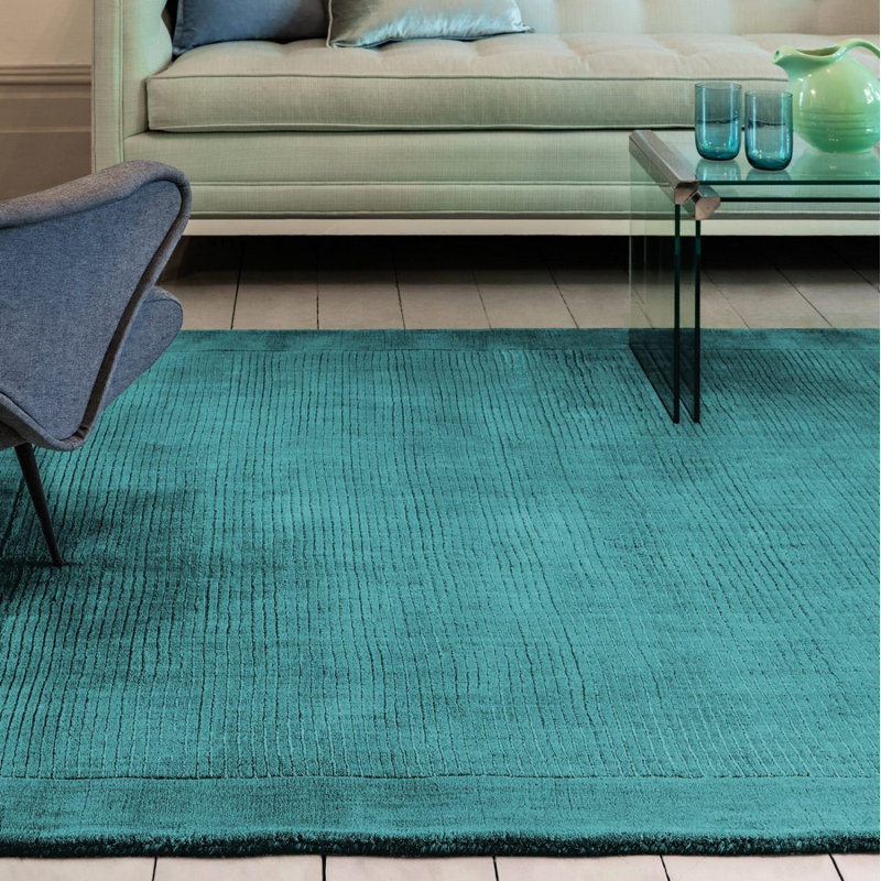 Teal Simple And Stylish Handmade Modern Plain Rug For Living Room And Bedroom, Rectangle 200 x 290cm, Wool