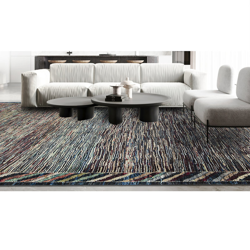 Hand-Knotted High-Quality Brown and Blue Area Rug