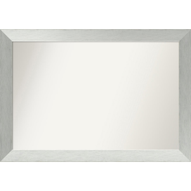 Miroir de salle de bain mural en argent brossé sans cadre, Rectangle, 25 po x 36 po
