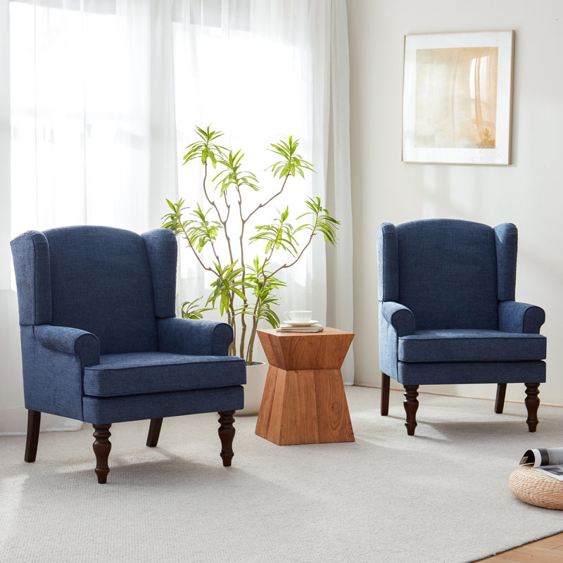 Upholstered Accent Chair, Navy Blue
