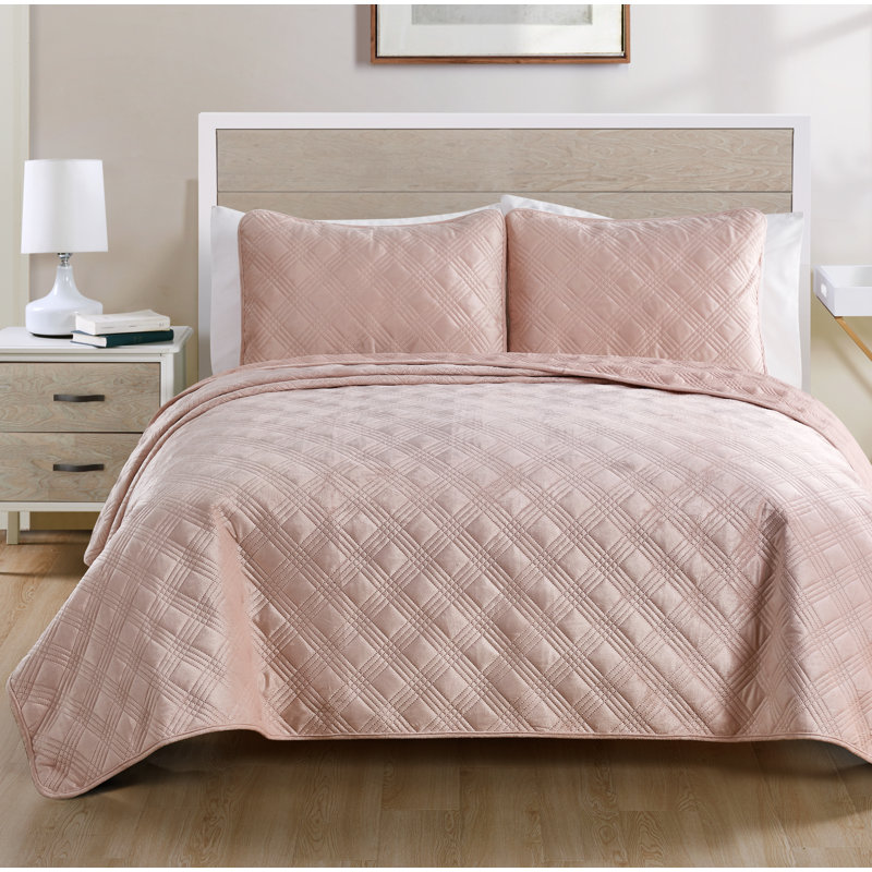 Ensemble de matelassé velours Belton, Simple TG, Rosé