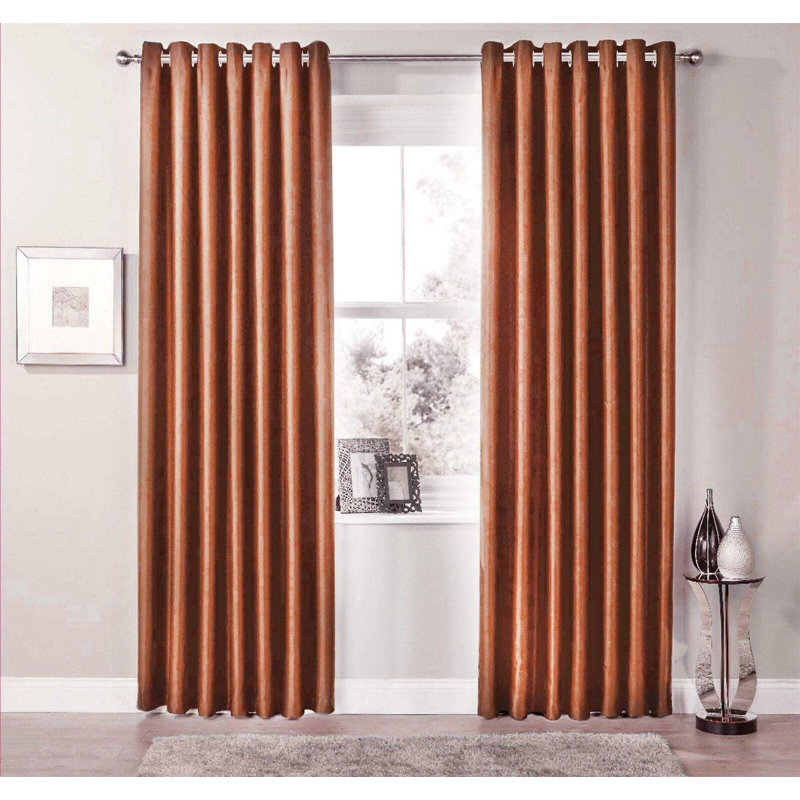 Blackout Curtain Panel Pair, Orange, 137cm Width x 117cm Drop