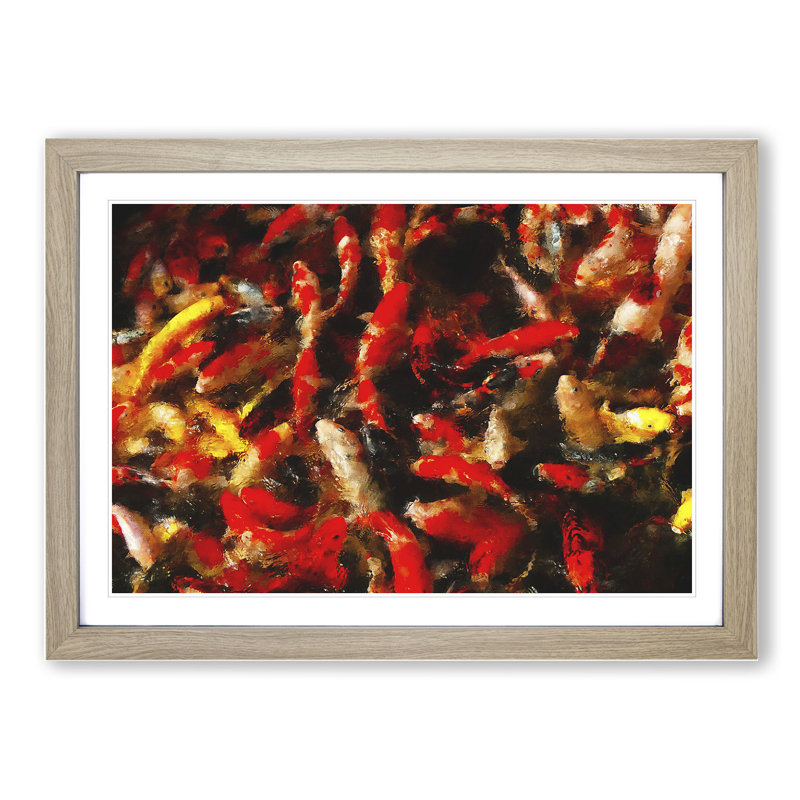 Many Fish - Picture Frame Painting, 36cm H x 48cm W x 2cm D, Oak Framed