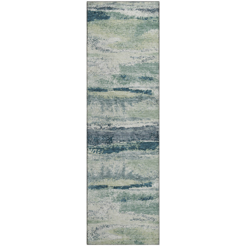 Tapis menthe Prisco lavable à la machine de qualité supérieure, Tapis de couloir 2 pi 3 po x 7 pi 6 po