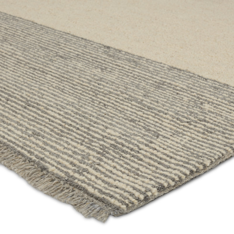 Foundry Select Fazia Handmade Abstract White/Gray Area Rug, Rectangle 5' x 8'