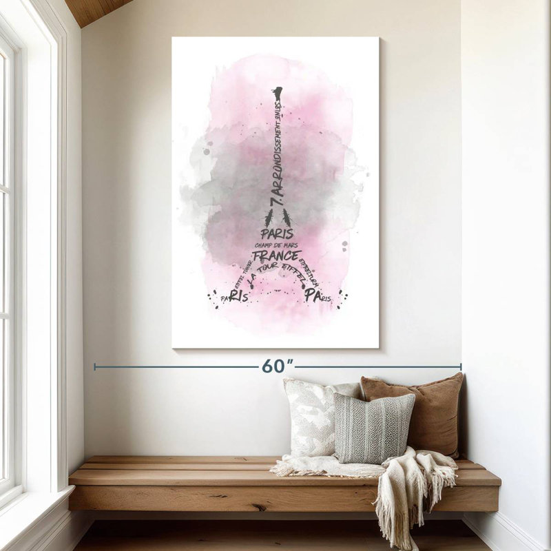 Lilie Eiffel Tower In Pink, 51" H x 34" W